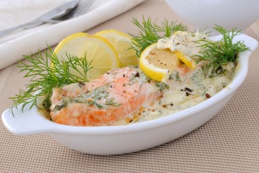 laks med purre og matfløte
